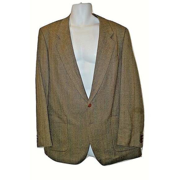 Yves Saint Laurent Mens 44 Tan Wool Silk Lined Dress Jacket Coat Size 44 - Picture 1 of 8